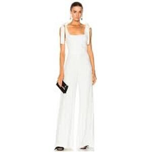 ALEXIS Lincoln Bow Jumpsuit Polka Dot Print Tie Shoulders White Size XS Wide Leg